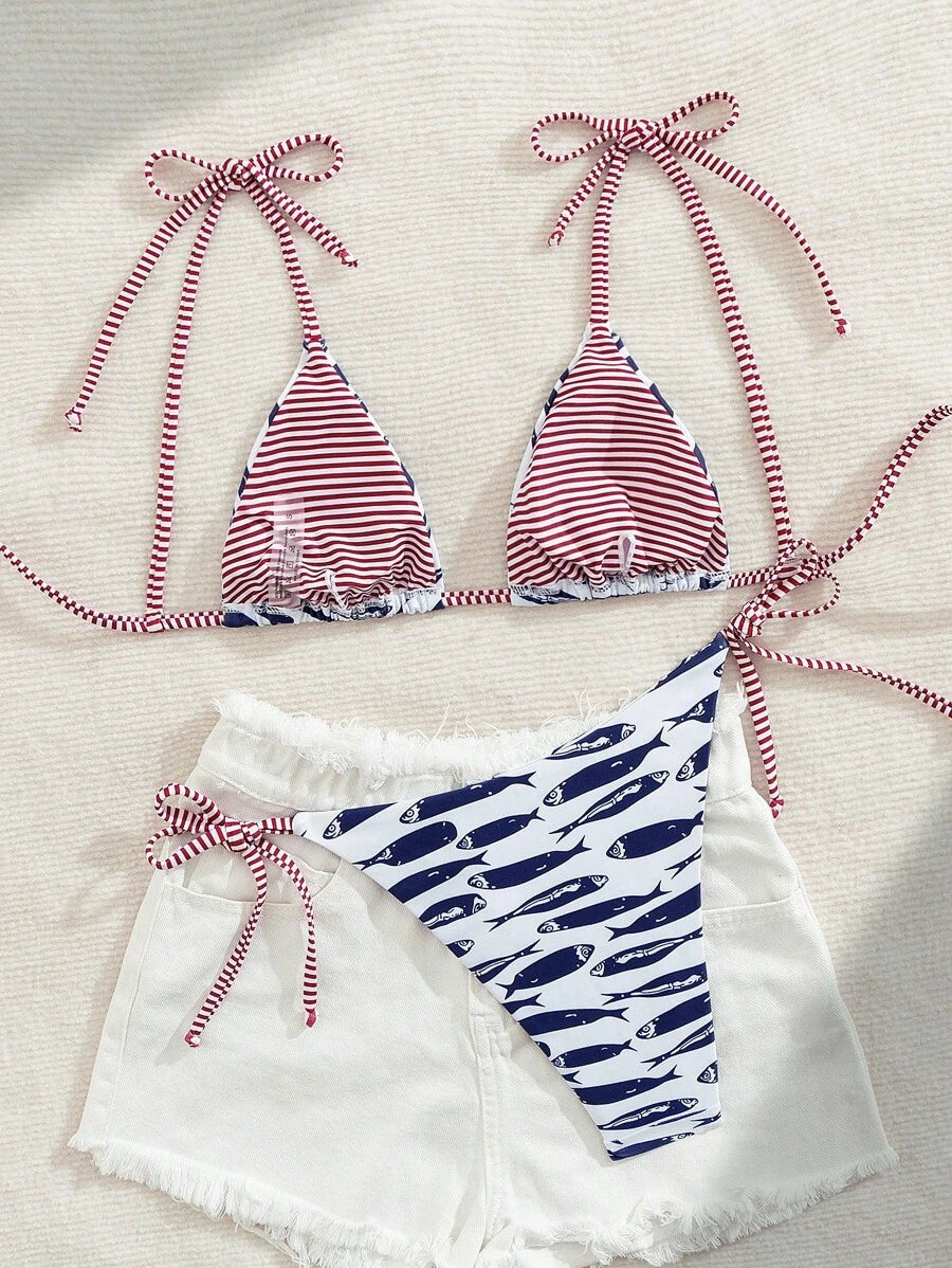 Swim Vcay Fashionable & Sweet Shoulderless Bikini With Side Bow, Wire-Free & Removable Pad, Sexy Women 2 Pieces Swimsuit For Beach & Airport For Summer Beach Vacation