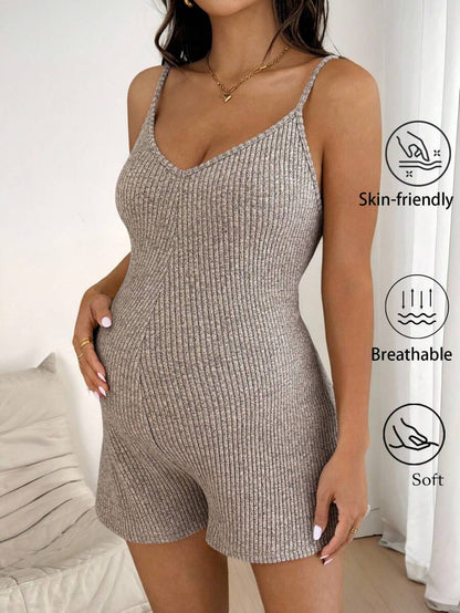 Maternity Jumpsuit for Women – Adjustable Strap Casual Romper