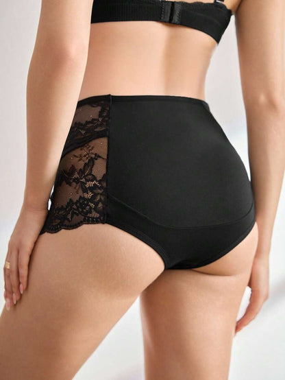 Maternity Panties - High Waist Hipster Belly Support Lace Patchwork Sexy Soft Stretch, Pregnancy