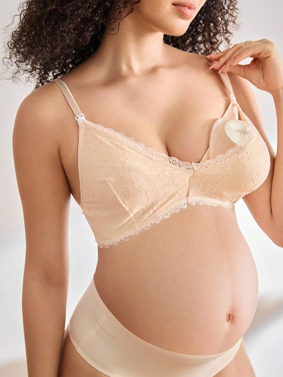 Maternity Lace Nursing Bra Women Elegant Solid Color Comfortable Breastfeeding Support Bra