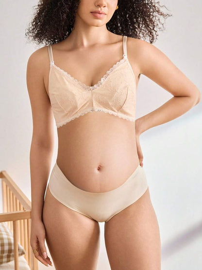 Maternity Lace Nursing Bra Women Elegant Solid Color Comfortable Breastfeeding Support Bra