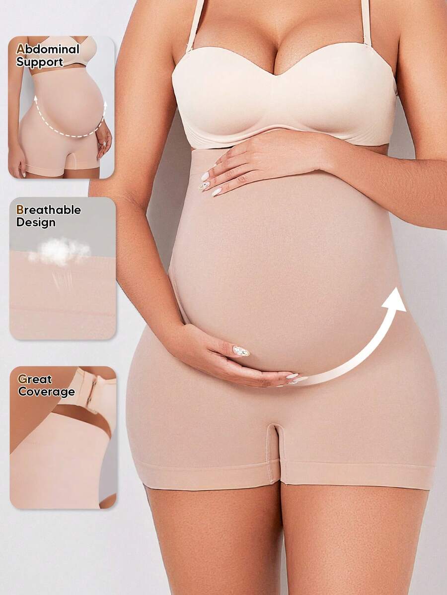 Hart & Haze Maternity Belly Support Shorts - High Waist Expandable Panel Yoga, Christmas Edition