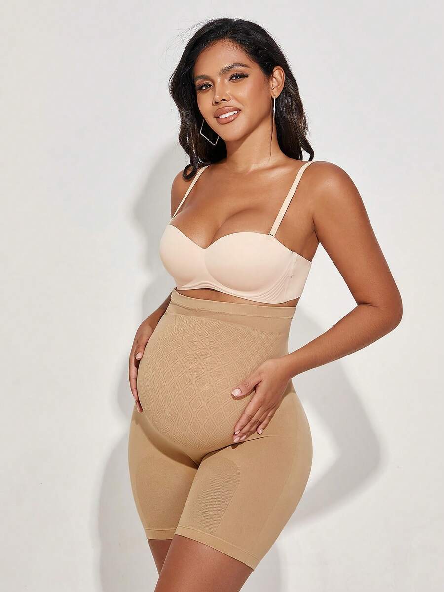 Maternity Solid Color Knee-Length Shorts - High Stretchy Summer Comfort
