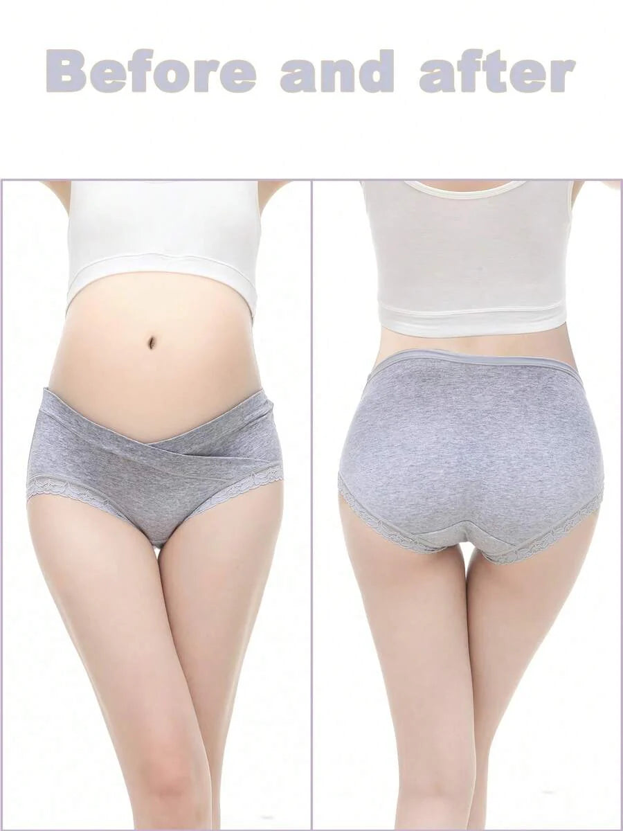 Maternity Cotton Underwear 4 Pack - Soft Pregnancy Under Bump Postpartum Briefs, Stretch Comfortable
