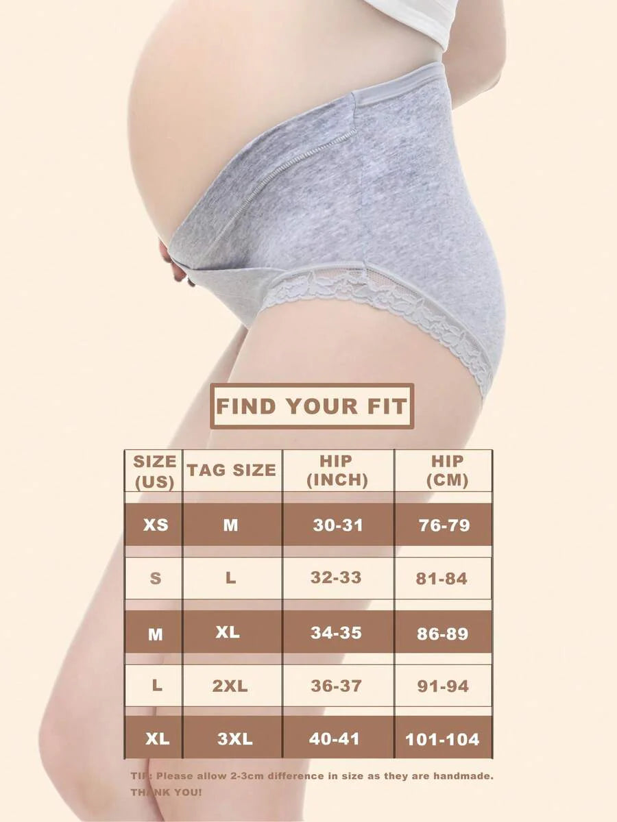 Maternity Cotton Underwear 4 Pack - Soft Pregnancy Under Bump Postpartum Briefs, Stretch Comfortable