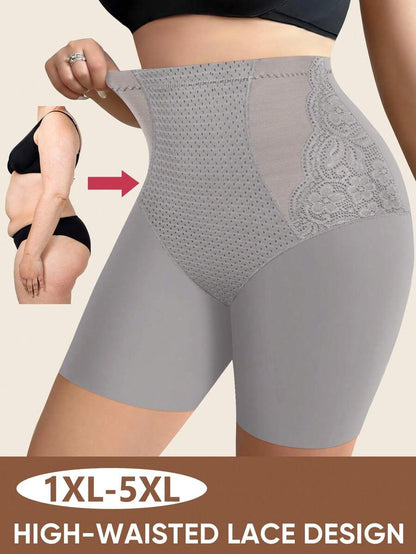 Plus Size High Waist Lace Shapewear Panties - Tummy Control & Butt Lift