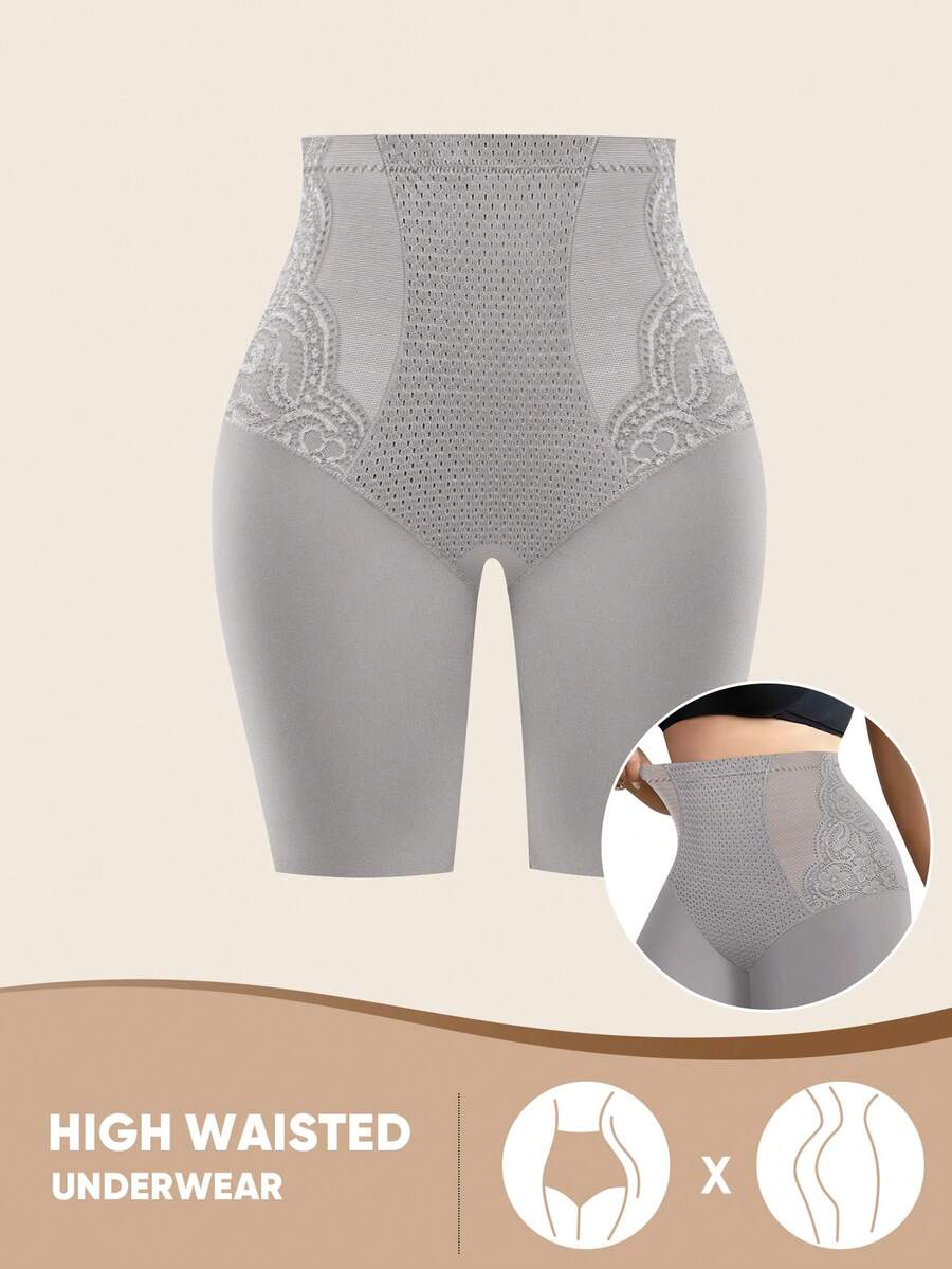 Plus Size High Waist Lace Shapewear Panties - Tummy Control & Butt Lift