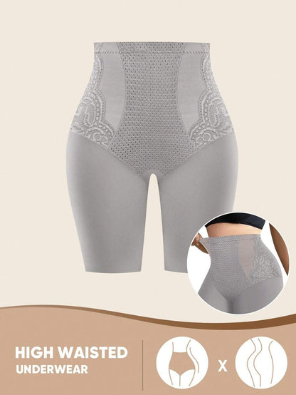 Plus Size High Waist Lace Shapewear Panties - Tummy Control & Butt Lift