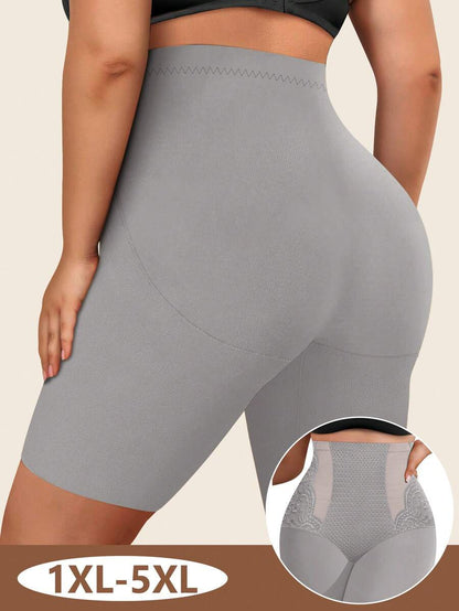 Plus Size High Waist Lace Shapewear Panties - Tummy Control & Butt Lift