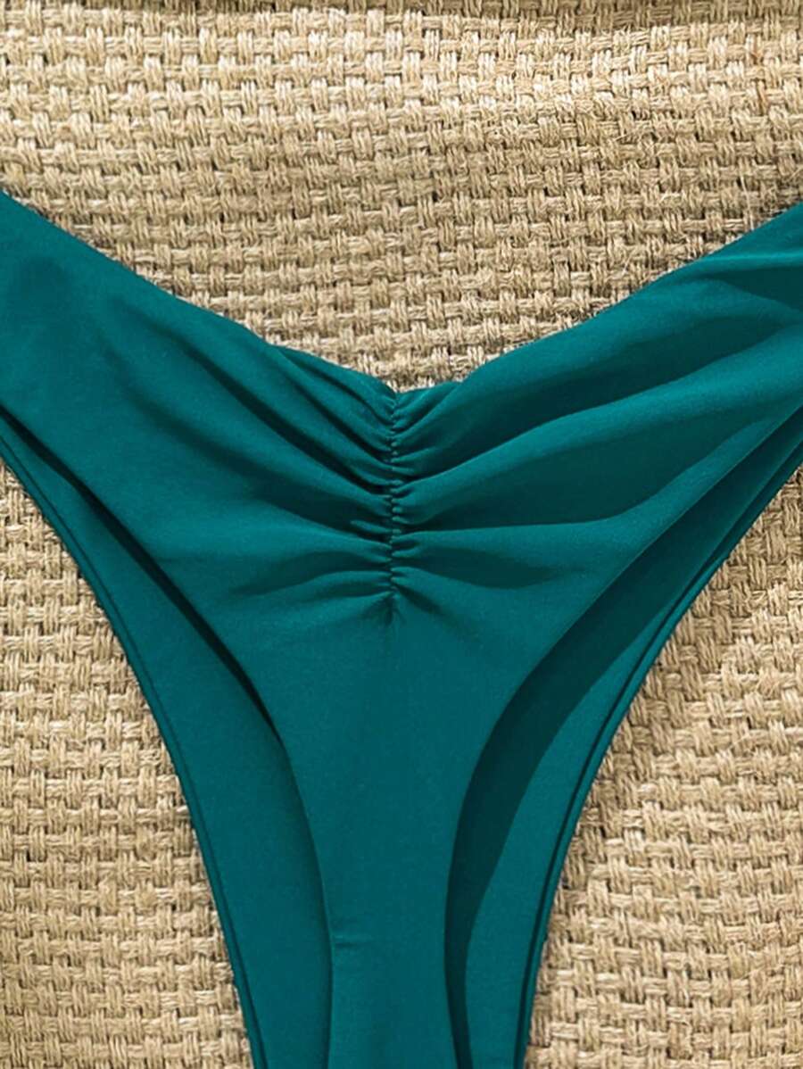 Swim Vcay Women's Solid Color Spaghetti Strap Starfish Metal Decor Sexy Bikini Set, Summer