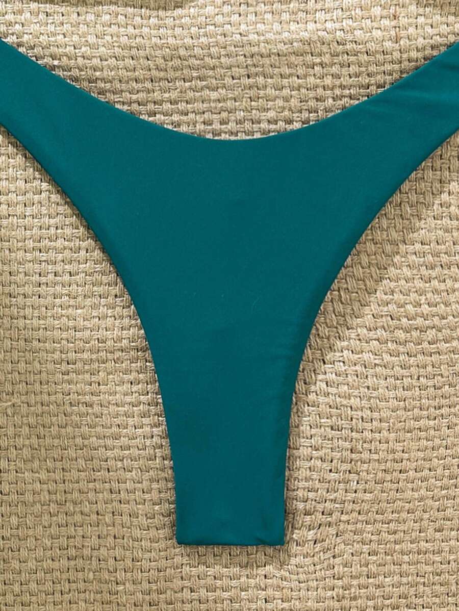 Swim Vcay Women's Solid Color Spaghetti Strap Starfish Metal Decor Sexy Bikini Set, Summer