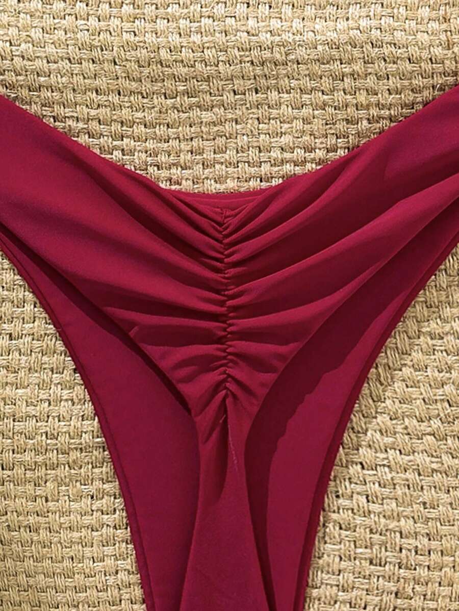 Swim Vcay Women's Solid Color Spaghetti Strap Starfish Metal Decor Sexy Bikini Set, Summer