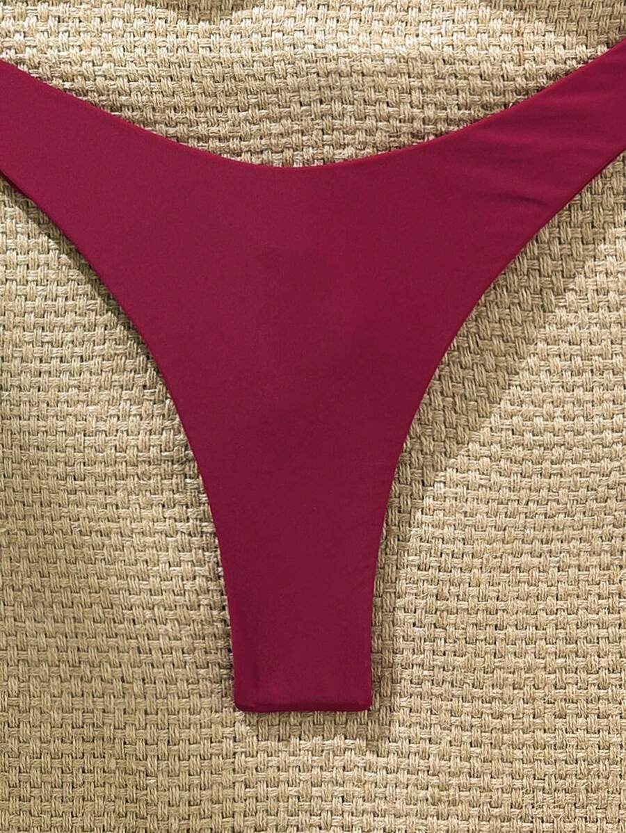 Swim Vcay Women's Solid Color Spaghetti Strap Starfish Metal Decor Sexy Bikini Set, Summer