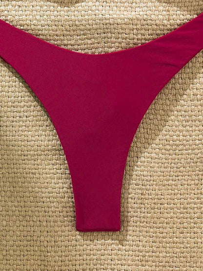 Swim Vcay Women's Solid Color Spaghetti Strap Starfish Metal Decor Sexy Bikini Set, Summer