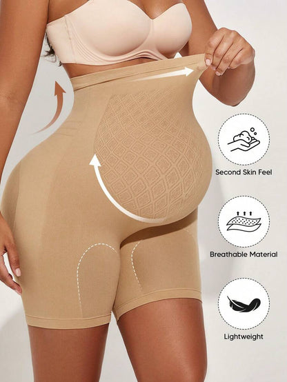 Maternity Solid Color Knee-Length Shorts - High Stretchy Summer Comfort
