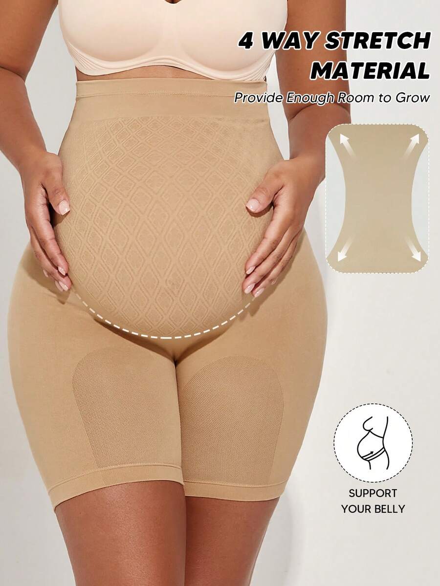 Maternity Solid Color Knee-Length Shorts - High Stretchy Summer Comfort