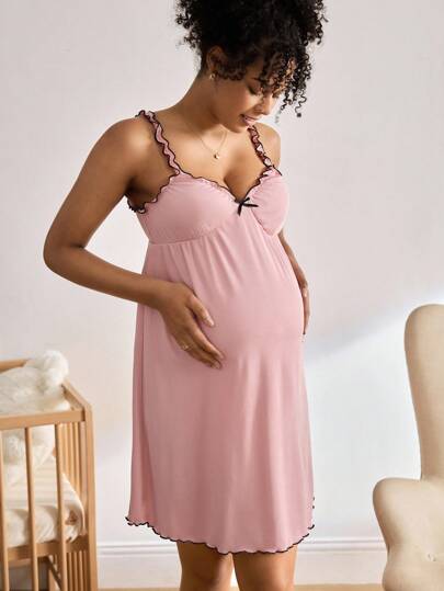 Plus Size Maternity Nightgown Casual Nursing Sleepwear Comfortable Pregnancy Night Dress