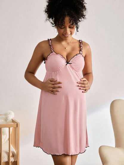 Plus Size Maternity Nightgown Casual Nursing Sleepwear Comfortable Pregnancy Night Dress