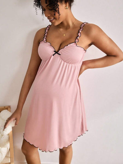 Plus Size Maternity Nightgown Casual Nursing Sleepwear Comfortable Pregnancy Night Dress