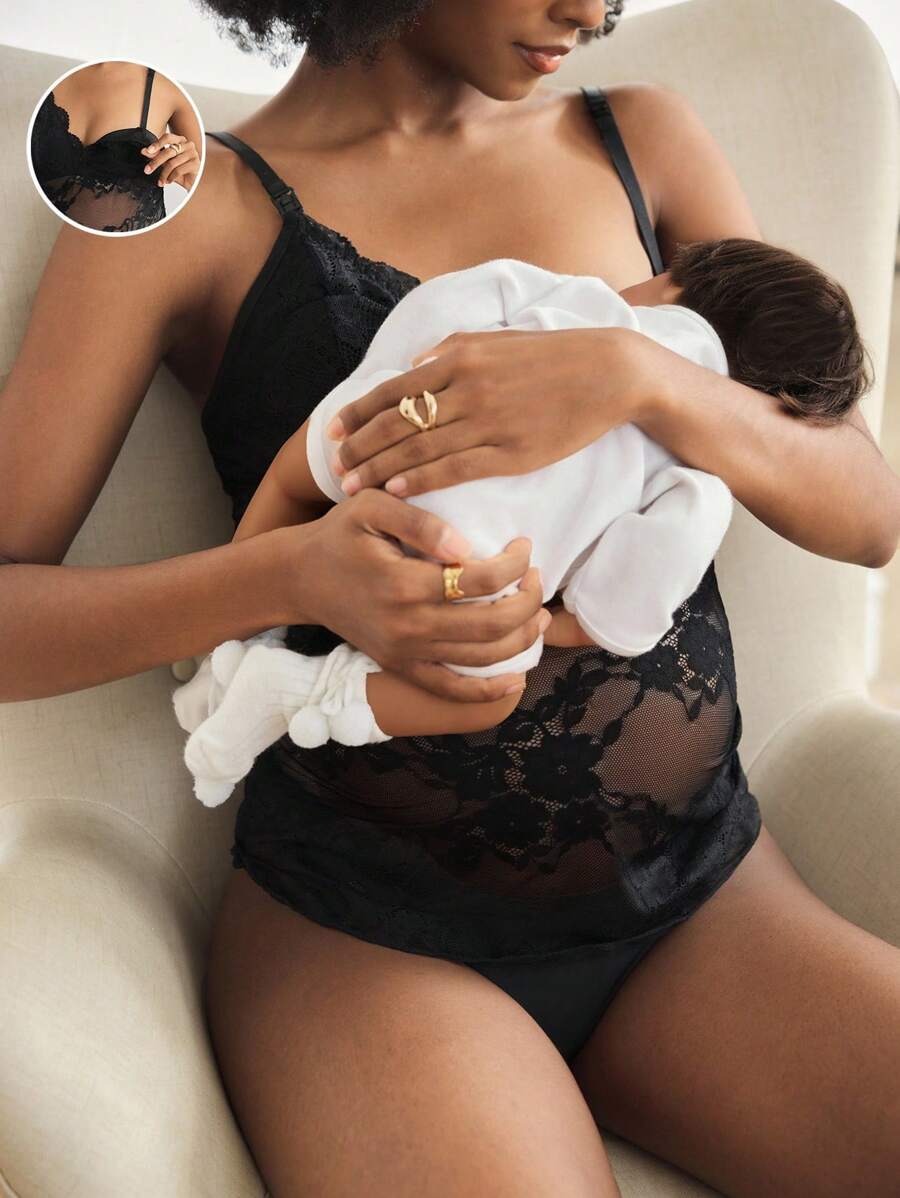 Maternity Floral Lace Nursing Camisole for Breastfeeding Mothers