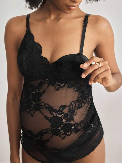 Maternity Floral Lace Nursing Camisole for Breastfeeding Mothers
