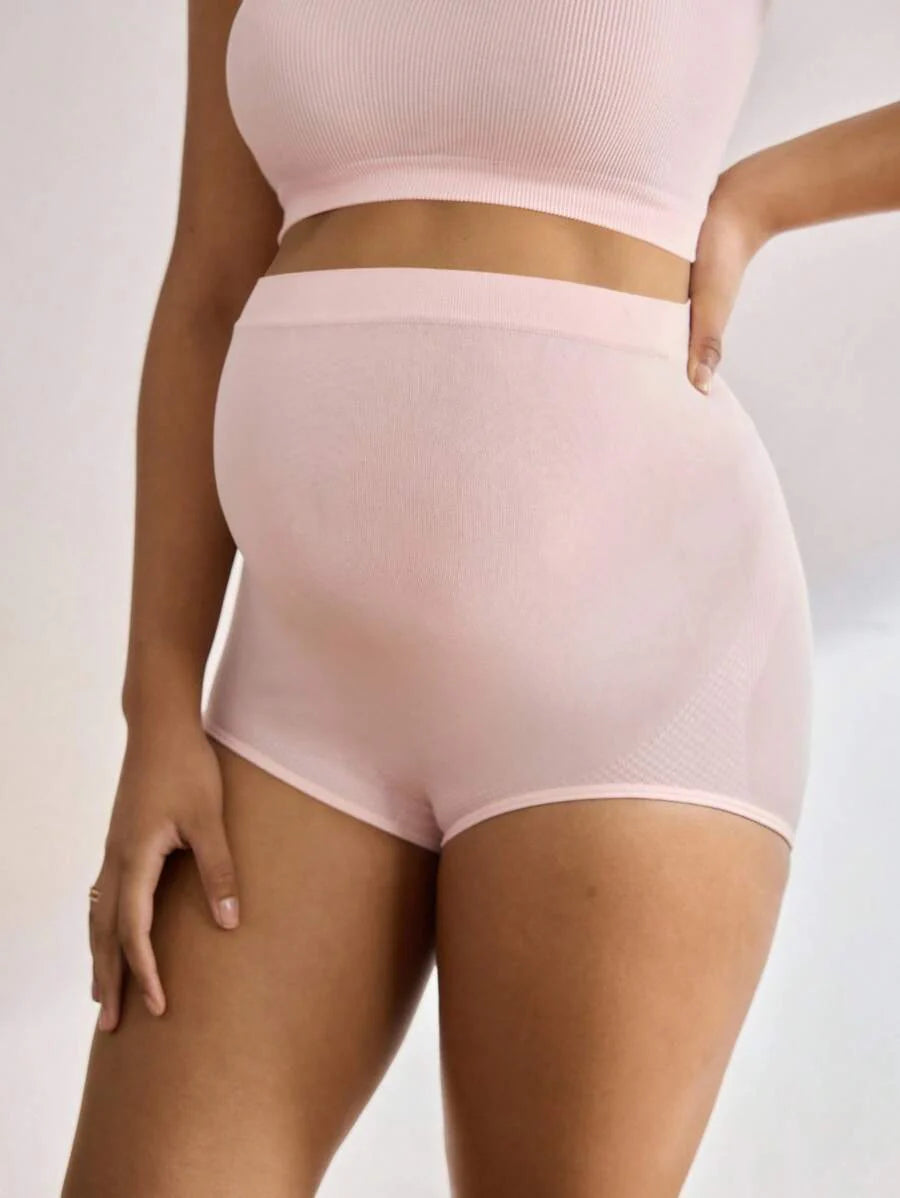 Maternity 5 Pack Solid Ribbed Knit Panties Soft Stretch Comfortable Pregnancy Underwear for Mothers