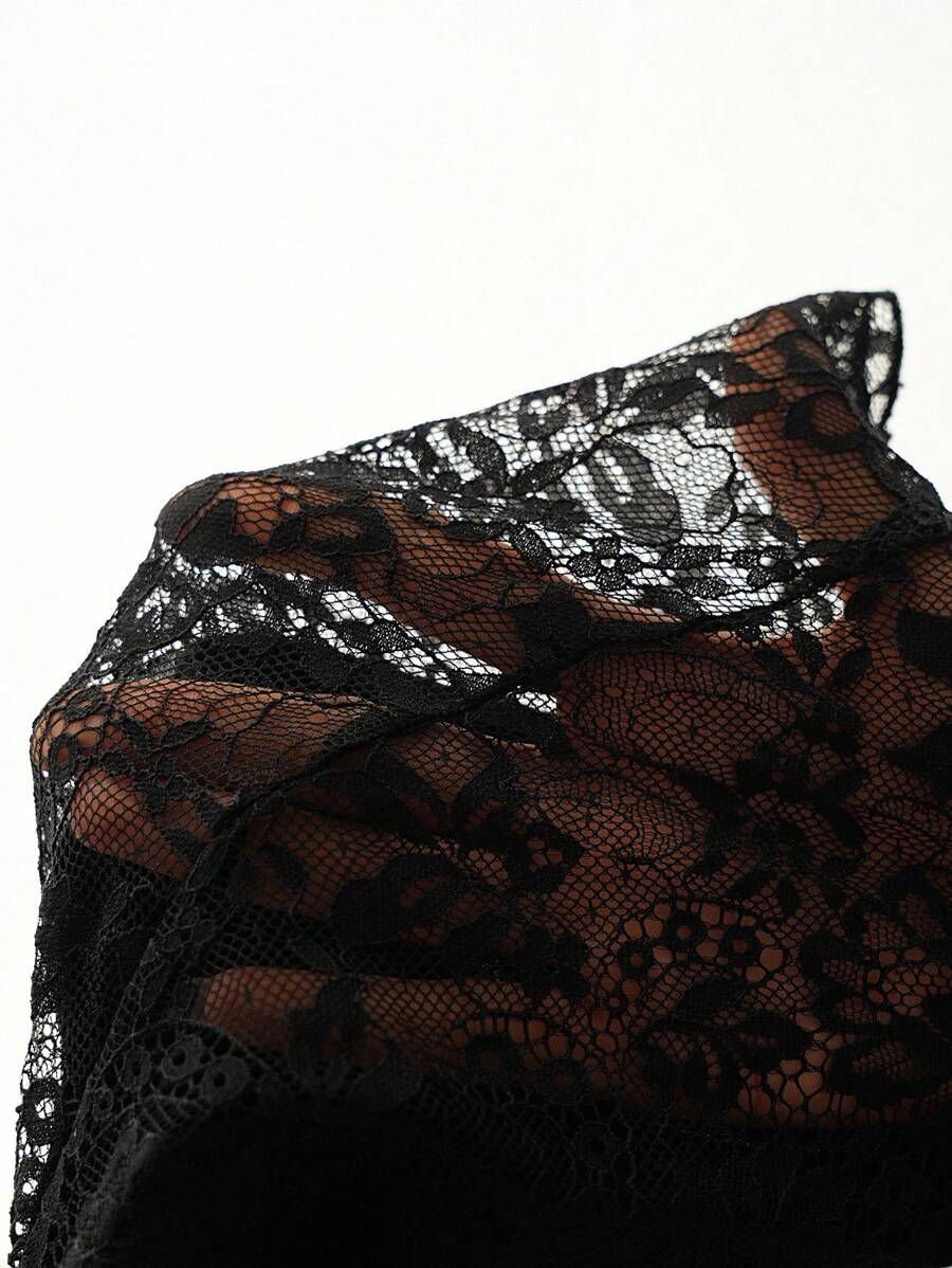 Maternity Solid Color Lace Patchwork Asymmetrical Shoulder Flare Sleeve Sexy Jumpsuit Fall Winter Clothes Off The Shoulder