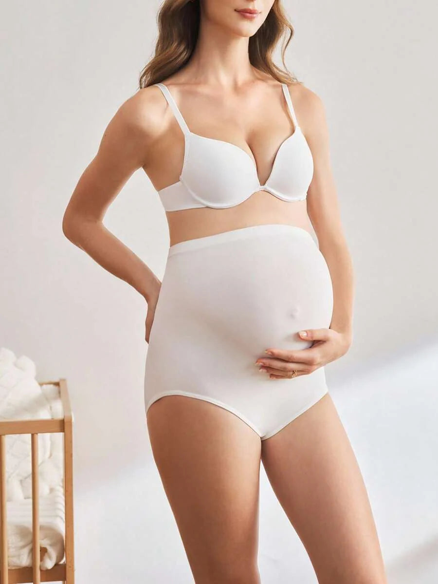 Maternity Solid Color High Waist Seamless Briefs Soft Stretch Comfortable Pregnancy Underwear for Women