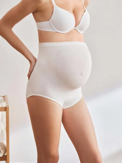 Maternity Solid Color High Waist Seamless Briefs Soft Stretch Comfortable Pregnancy Underwear for Women