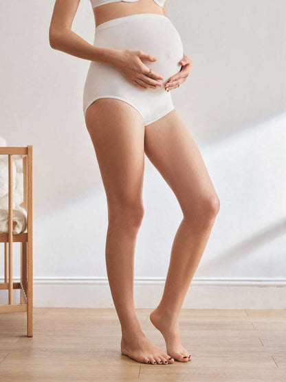 Maternity Solid Color High Waist Seamless Briefs Soft Stretch Comfortable Pregnancy Underwear for Women
