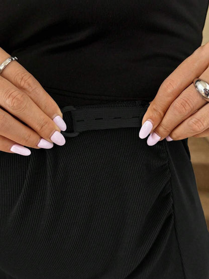 Maternity High Waist Maxi Pencil Skirt Black Ultra High Waist Skinny Fit Long Knitted Skirt for Daily Wear