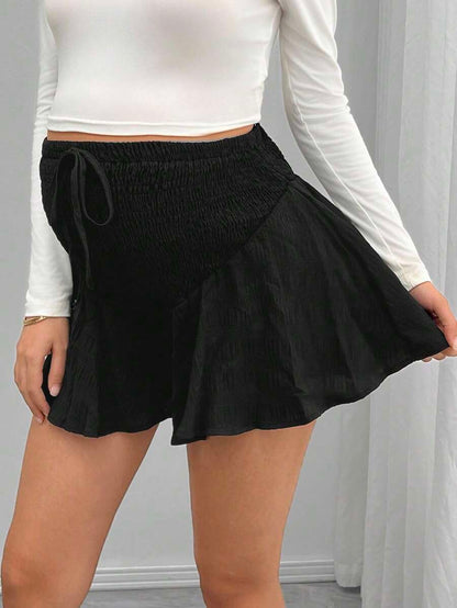 Maternity Track Shorts - Knot Detail, Loose Fit, Ultra High Waist, Minimalist, Black