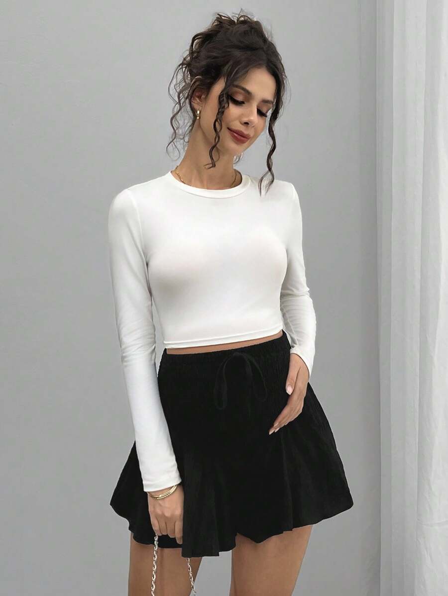 Maternity Track Shorts - Knot Detail, Loose Fit, Ultra High Waist, Minimalist, Black
