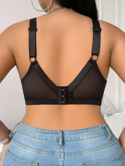 Women's Plus Size Lace Patchwork Underwire Bra - Elegant Lifting Lingerie