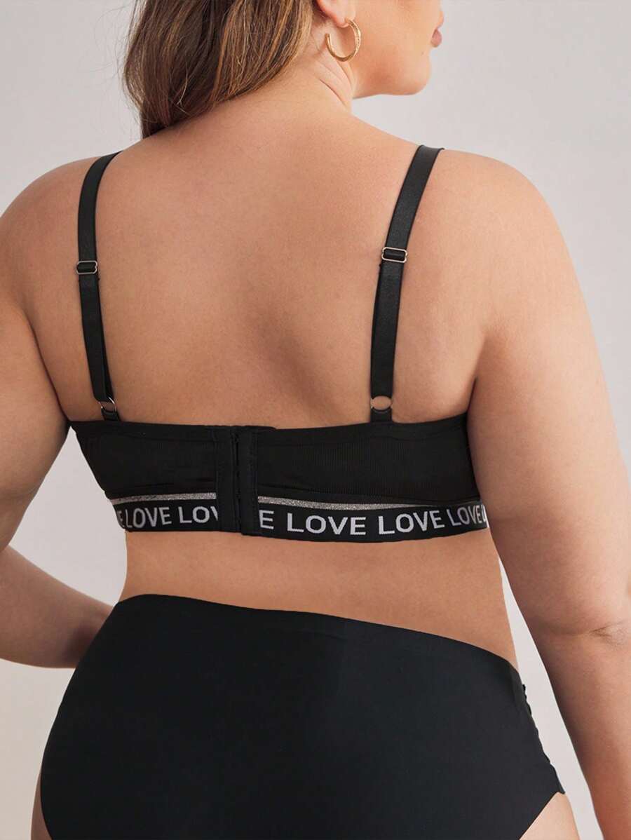 Plus Size Letter Knit Band Comfortable Front Opening Maternity Nursing Bra