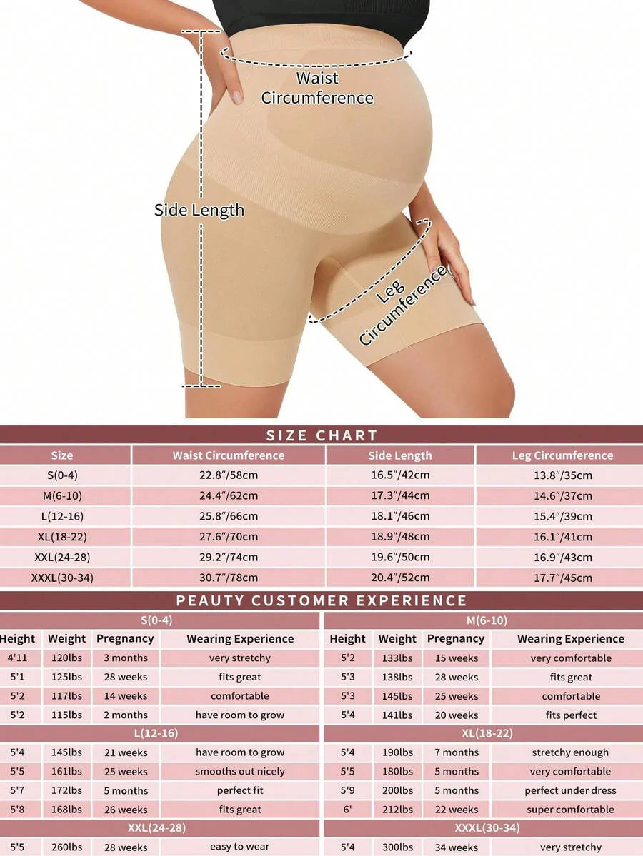 Maternity Shapewear Over Belly Shorts - Anti-Chafing Seamless Underwear for Dresses