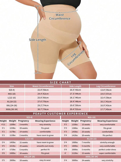 Maternity Shapewear Over Belly Shorts - Anti-Chafing Seamless Underwear for Dresses