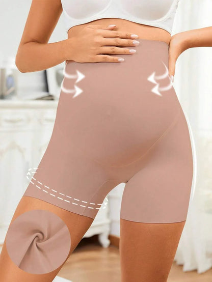 Maternity High Waist Belly Support Underwear, Soft Knitted Coffee Brown Comfort Panties for Daily Pregnancy Support