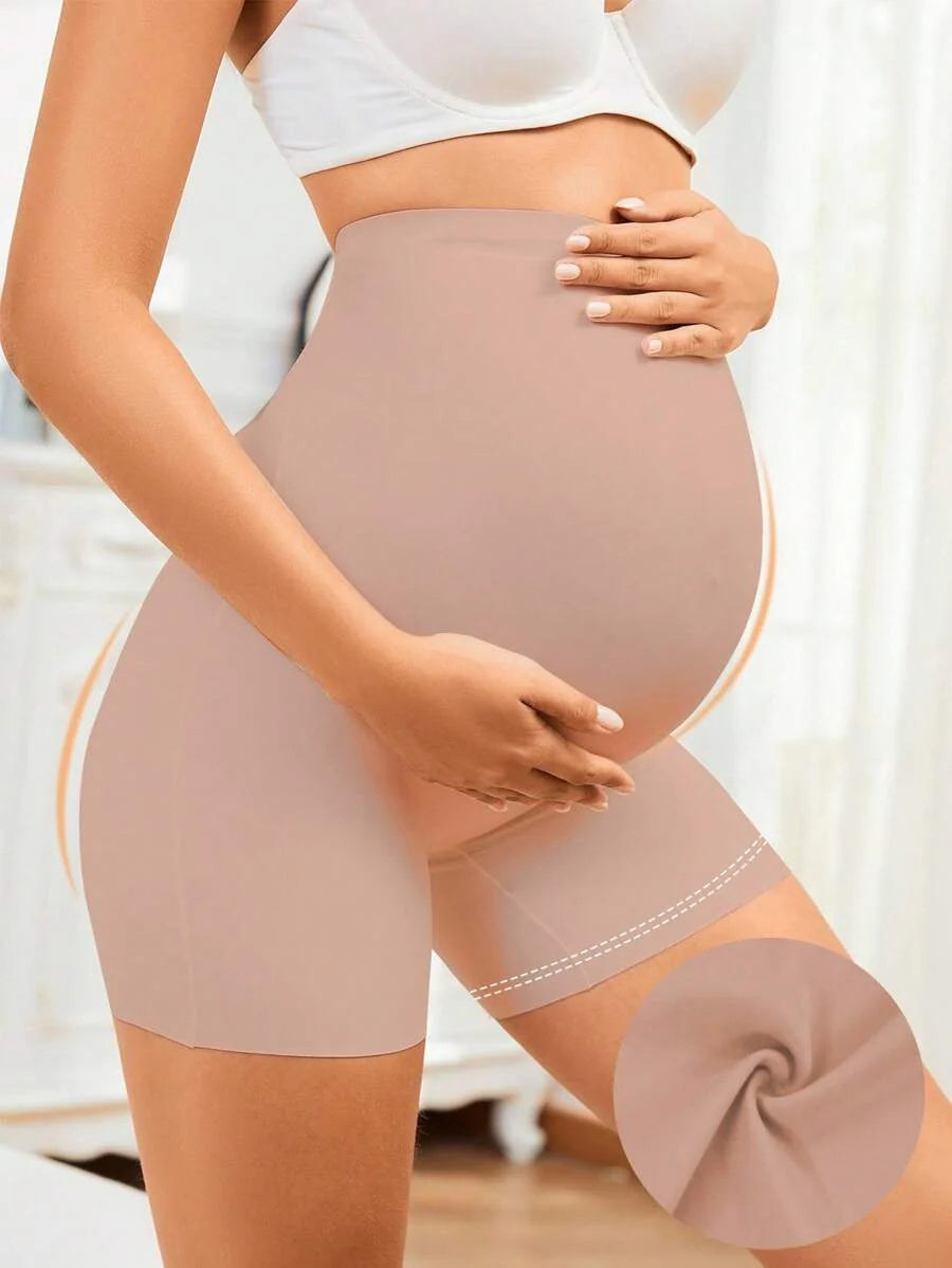 Maternity High Waist Belly Support Underwear, Soft Knitted Coffee Brown Comfort Panties for Daily Pregnancy Support