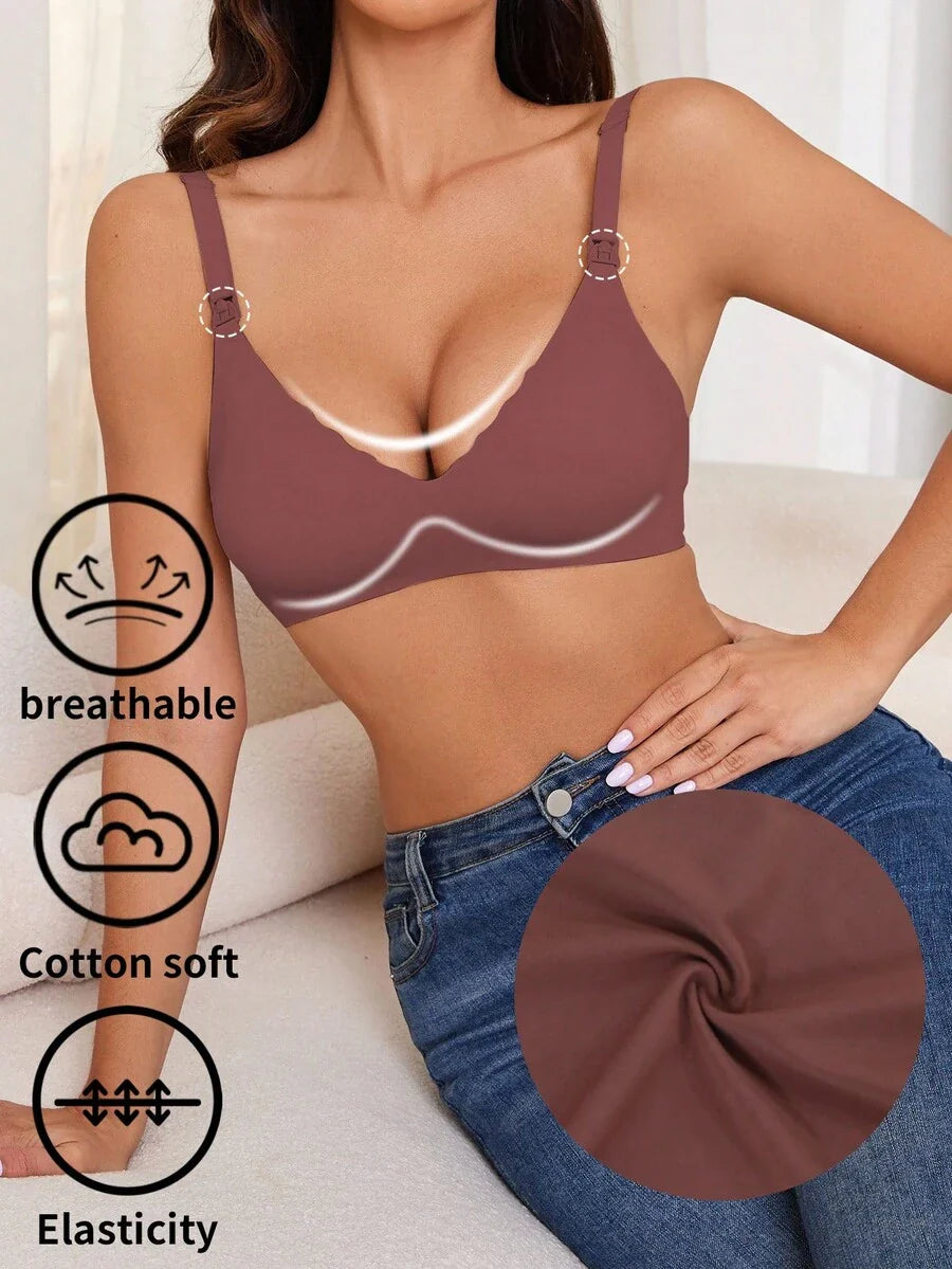 Seamless Fruit Print Nursing Bra for Maternity - Wireless Scallop Edge Jelly Style Bra with Removable Padding and Adjustable Straps