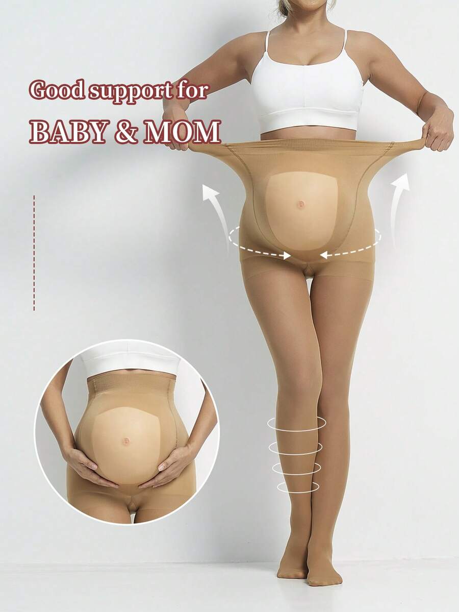 Maternity Silk Stockings 1-2 Pairs - Black Skin Tone Transparent Belly High Elasticity, Autumn