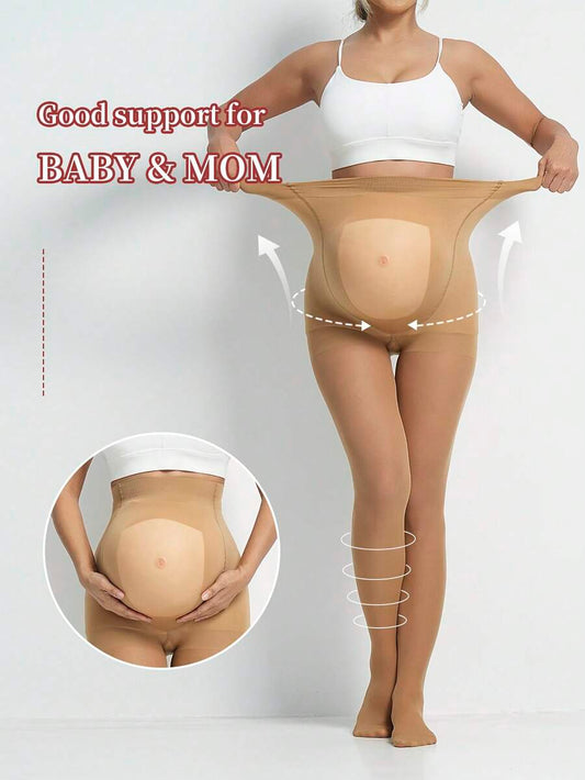 Maternity Silk Stockings 1-2 Pairs - Black Skin Tone Transparent Belly High Elasticity, Autumn