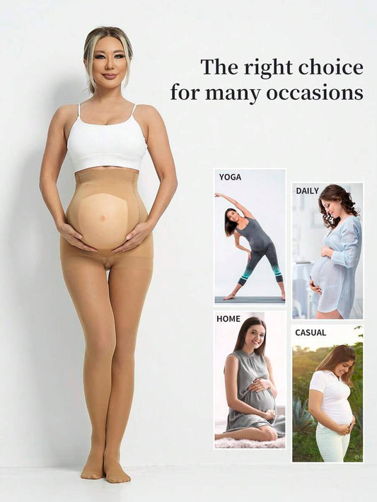 Maternity Silk Stockings 1-2 Pairs - Black Skin Tone Transparent Belly High Elasticity, Autumn