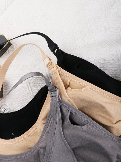 4PCS Maternity Nursing Bras Set Women Simple Solid Color Comfortable Breastfeeding Support Bra Set
