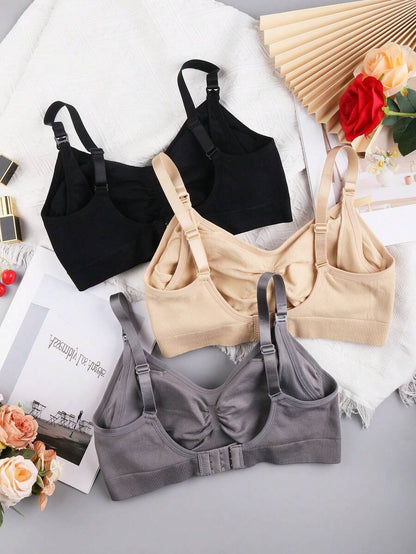 4PCS Maternity Nursing Bras Set Women Simple Solid Color Comfortable Breastfeeding Support Bra Set