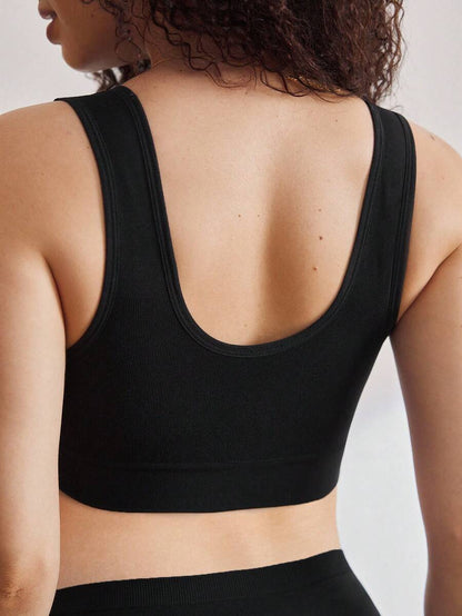 Seamless Maternity and Nursing Bra Wireless Black High Rise Backless Knitted Comfort Nursing Bralette for Daily Wear
