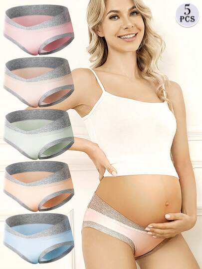 5 Pack Women’s Cotton Maternity Underwear Soft Healthy Pregnancy Panties Under Bump Postpartum Briefs for Moms