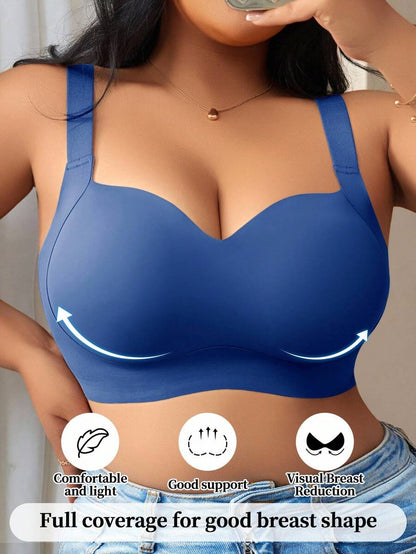 Women's Plus Size Seamless Padded Wireless Bra - Gray Lift & Support Bralette