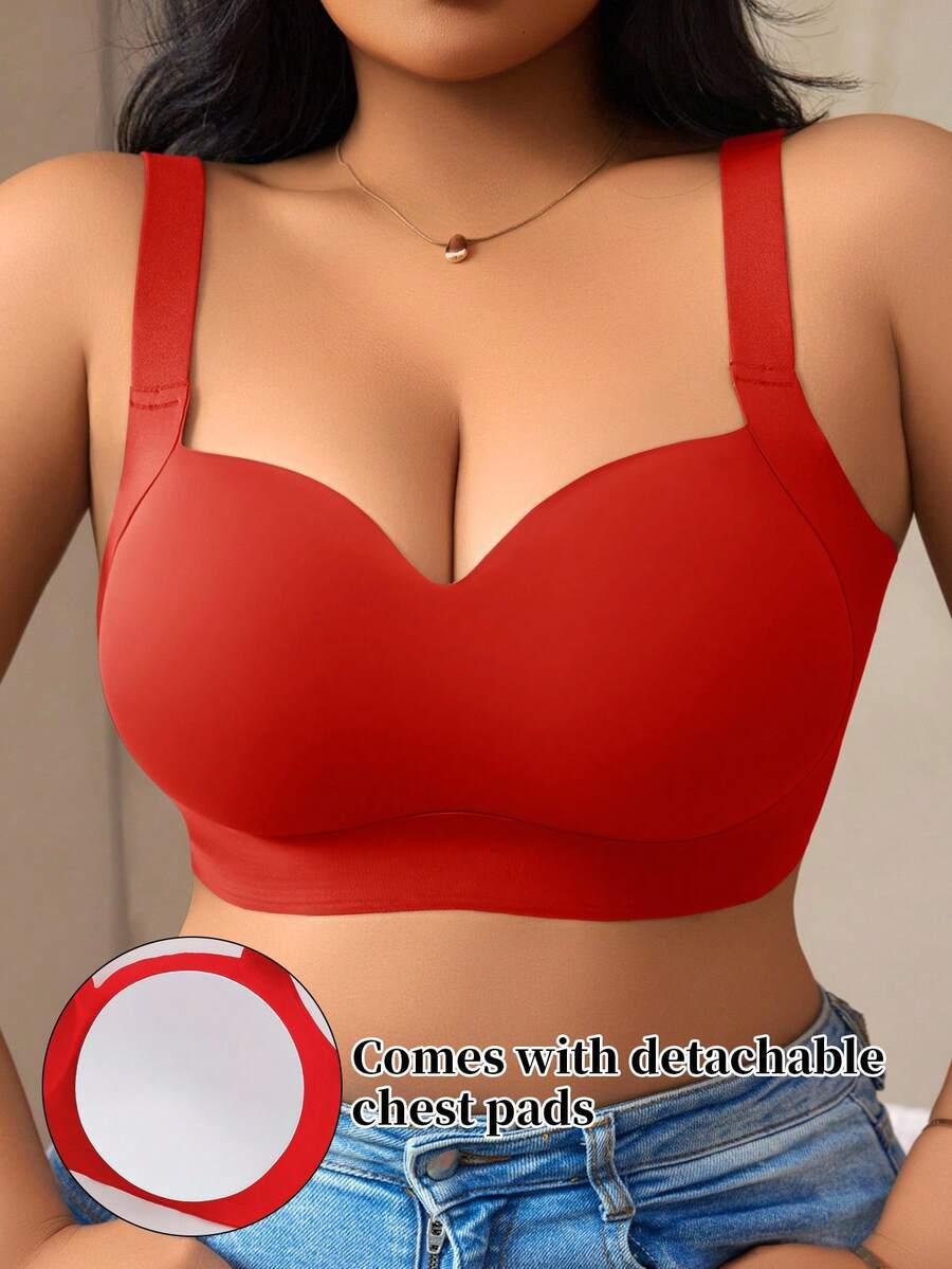 Women's Plus Size Seamless Padded Wireless Bra - Gray Lift & Support Bralette