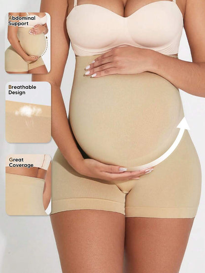 Christmas Maternity Yoga Shorts – High Waist Belly Support Panel